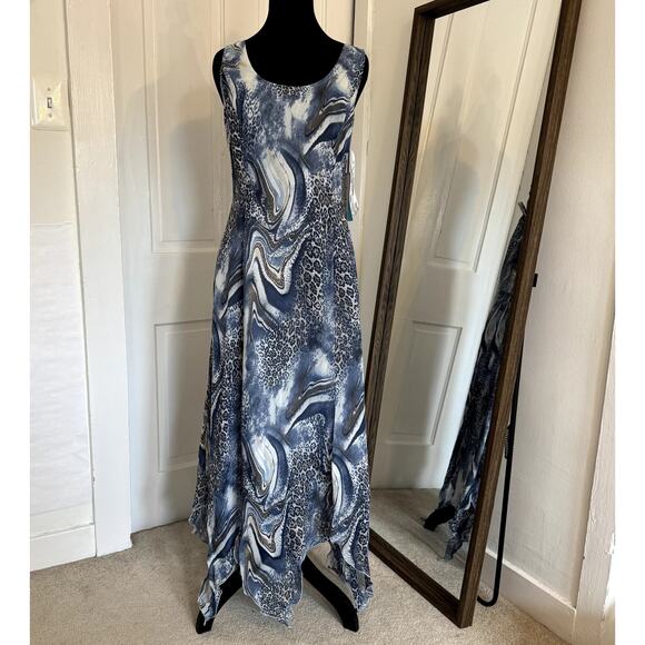 Never Worn Vintage Deadstock Y2K Leopard Blue Joseph Ribkoff Dress Size 14 - Picture 1 of 7